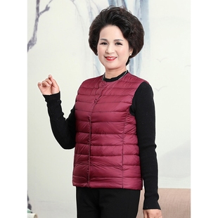 波司登中老年圆领内胆羽绒服女马甲轻薄坎肩胖妈妈装加肥大码保暖