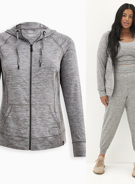 欧美单胖mm特大码女指套中长遮臀薄软糯灰色弹力速干运动外套Y68