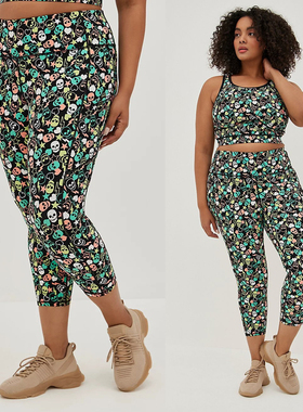 300-400斤 欧美胖mm大码女速干绿色骷髅健身运动背心文胸裤子Y87