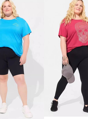 150-350斤欧美轻薄特大码女骷髅运动健身中长短袖宽松t恤P108包邮