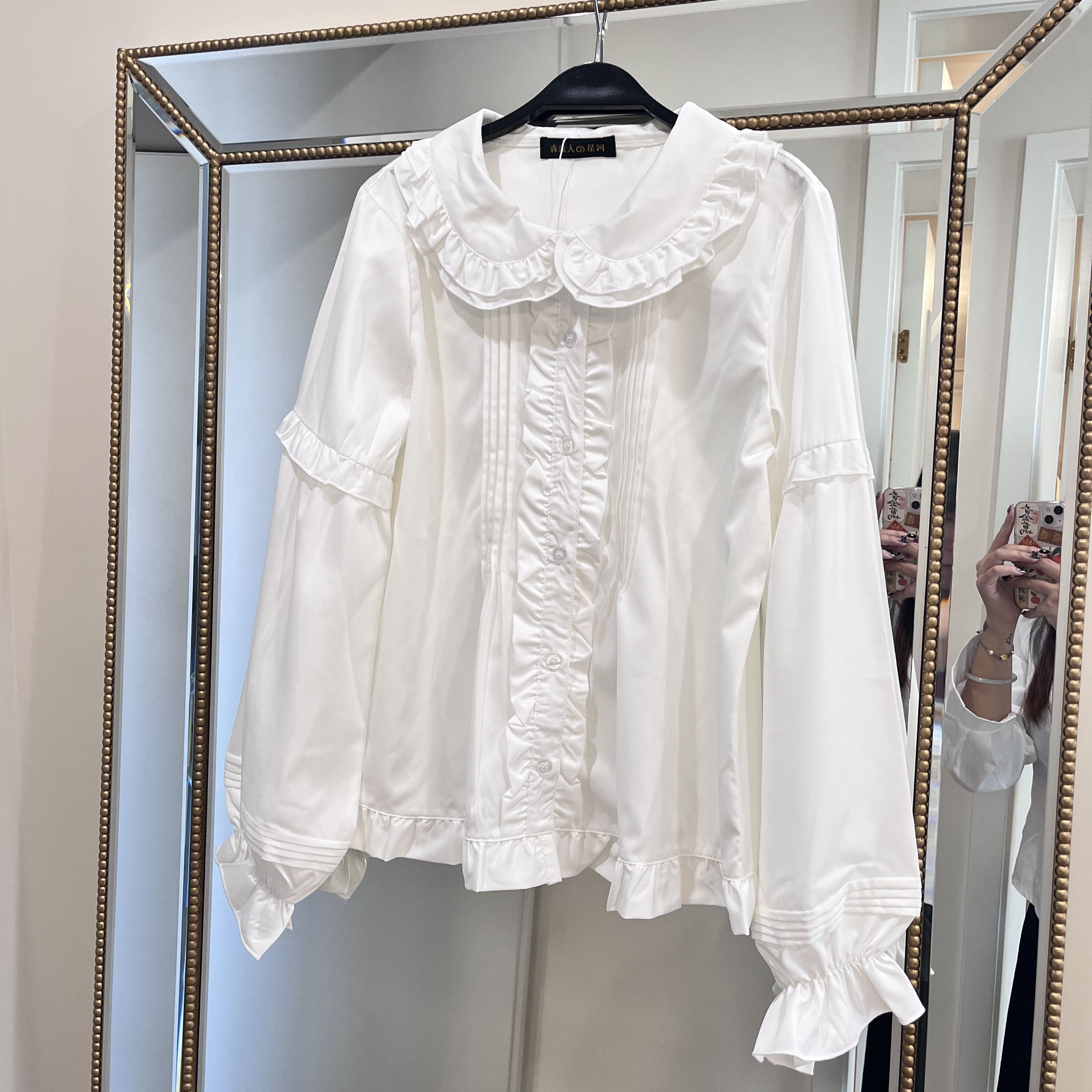 现货日系软妹甜美可爱Lolita内搭长袖娃娃领上衣衬衫女