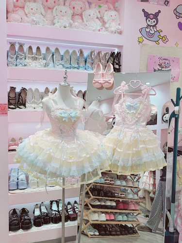 实体店现货丝缎芭蕾狗短JSK糖果色全新正品花与珍珠匣洛丽塔