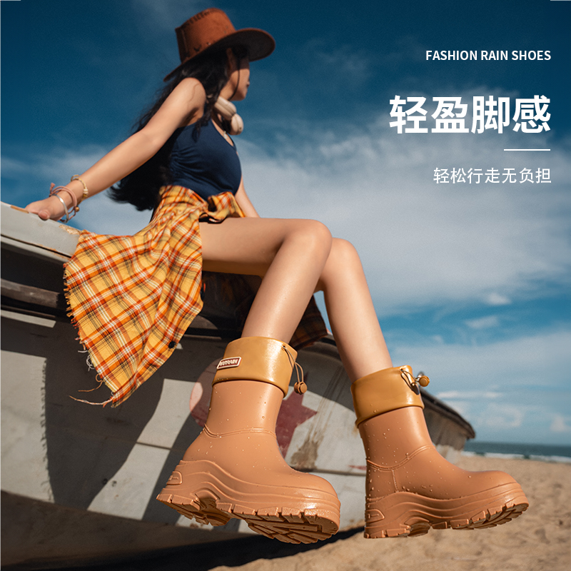 内增高雨鞋女新款柔软春夏耐磨胶鞋中筒时尚外穿雨靴防水防滑水鞋