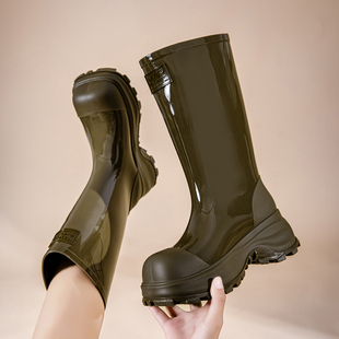 高筒厚底雨鞋女防水防滑胶鞋时尚外穿雨靴户外徒步不累脚长筒水鞋