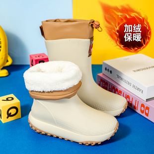儿童雨鞋男孩女童雨靴冬季加绒中大童学生水鞋雪地靴防水防滑胶鞋