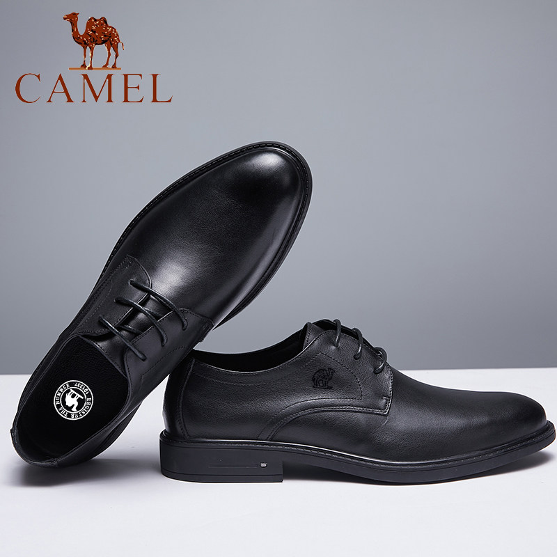 Camel/骆驼男鞋2026新款真皮软底正装商务休闲鞋头层牛皮德比皮鞋
