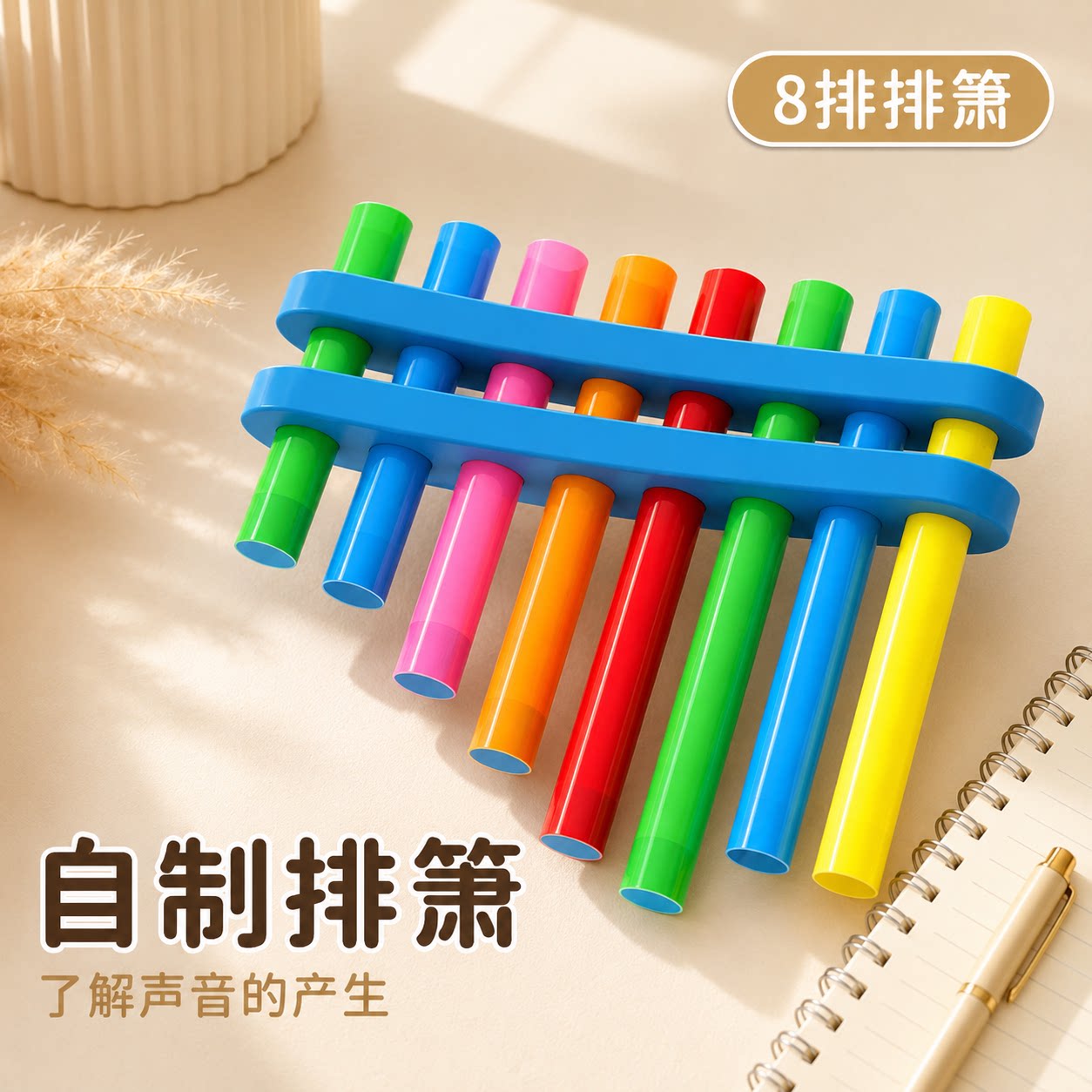 儿童科技小制作自制排箫8管排琴diy材料包小学生音乐启蒙音律学习