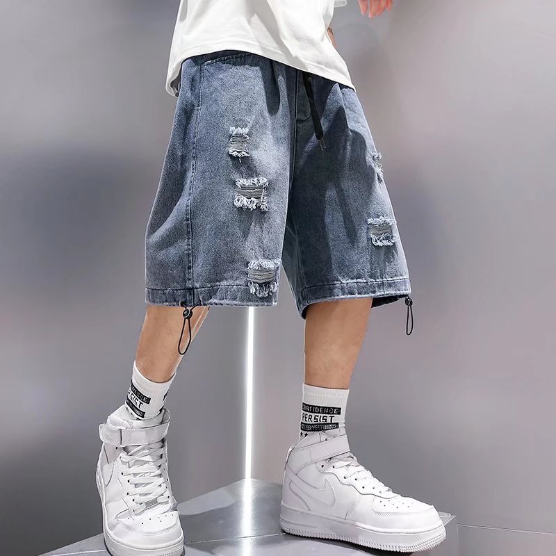 短裤男款夏牛仔短裤男士夏季薄款潮牌宽松男生2023新款潮流美式五