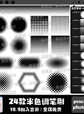 procreate笔刷ps笔刷半色调装饰波点背景氛围点缀绘画装饰笔刷