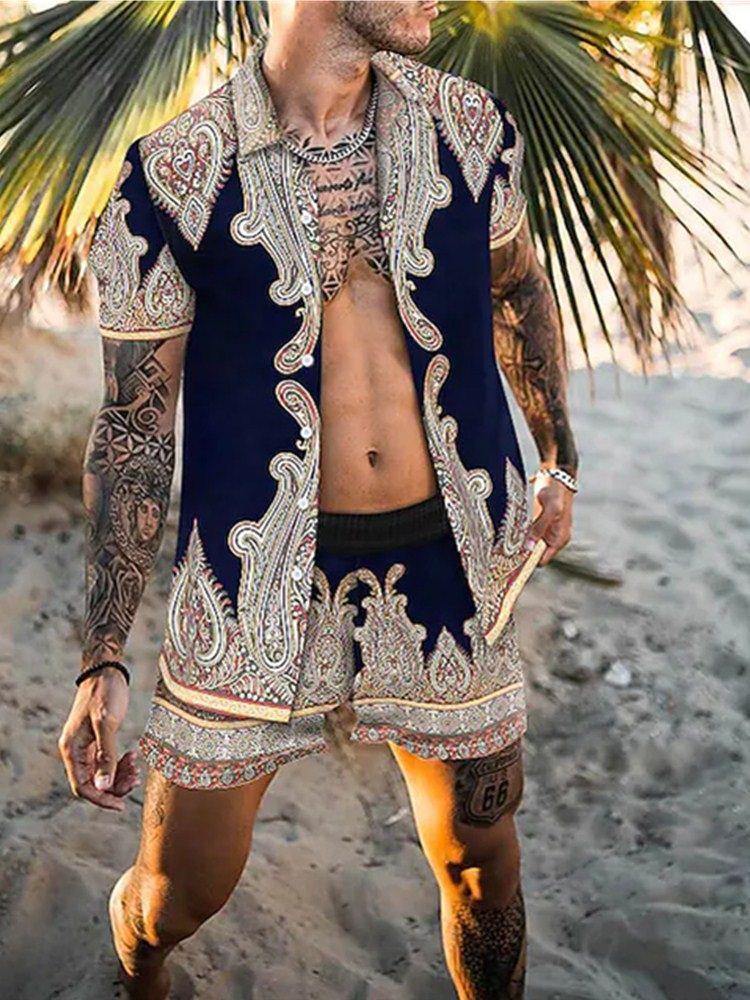 l Shirt Beach Two Piece Suit 2022 New Fashion Men Sets S-3XL