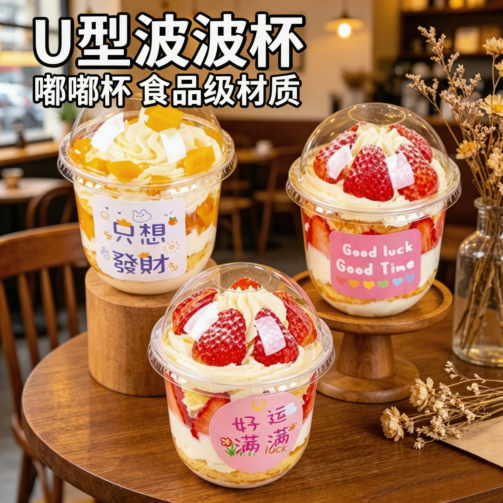 加厚U型啵啵蛋糕杯子透明