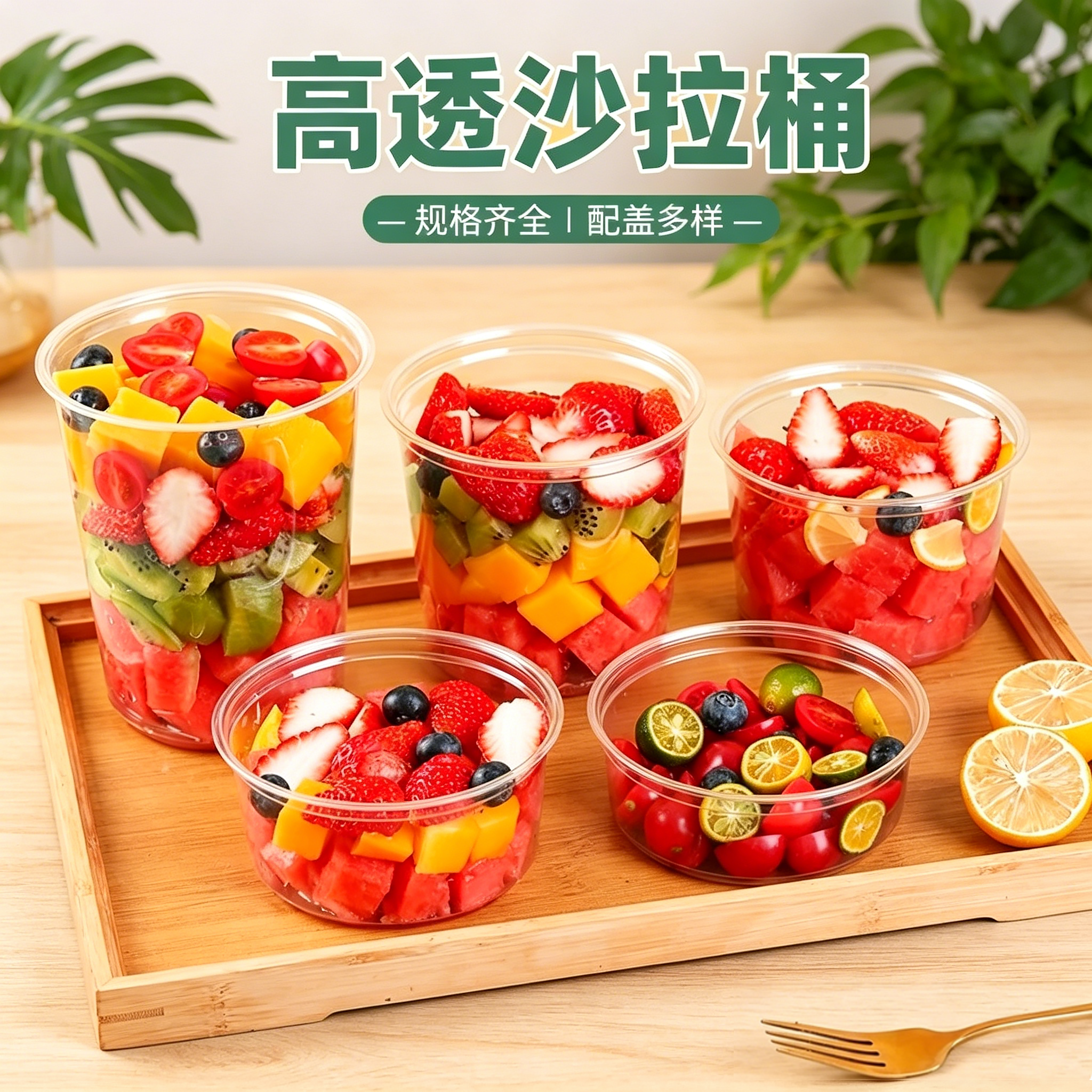 水果杯一次性果切盒网红西瓜水果捞专用沙拉杯打包盒摆摊盒子商用