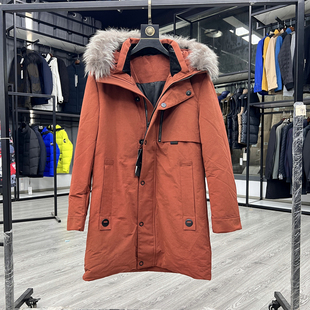 ODM尾单男士羽绒服中长款狐狸毛领保暖鸭绒外套时尚青年冬季外衣