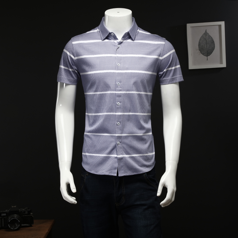 A Two-color man Mercerized cotton Short sleeved shirt Summer wear Thin section ventilation comfortable fashion leisure time half sleeve shirtin the Men's clothing, Shirt  category - from Buy2taobao.com to provide professional Taobao agent buy service