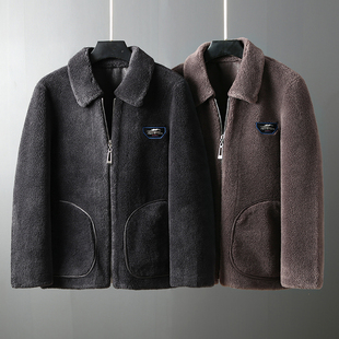 麂皮绒翻领短款秋冬季纯色颗粒绒皮毛一体棉服外套日系棉衣外套潮