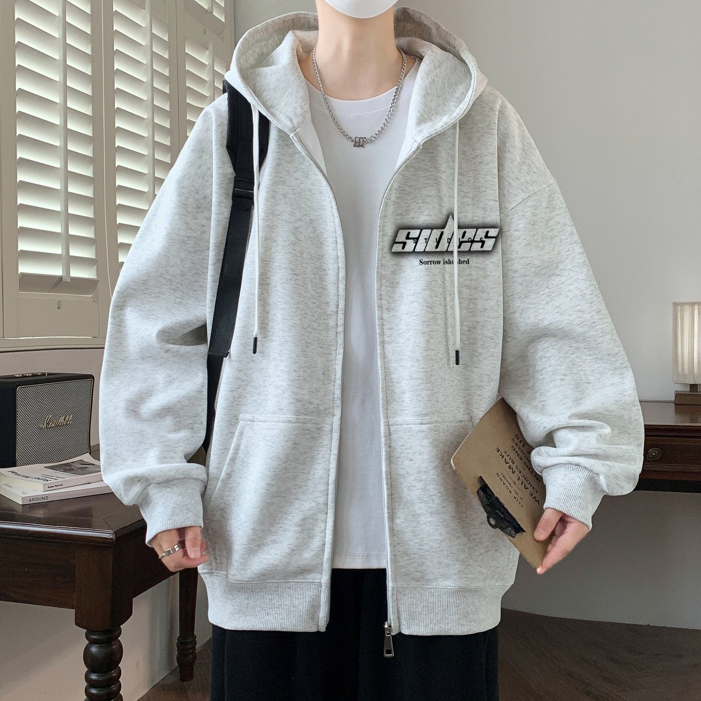 春秋季潮流运动卫衣开衫男孩12-15岁青少年初中学生14胖大童外套