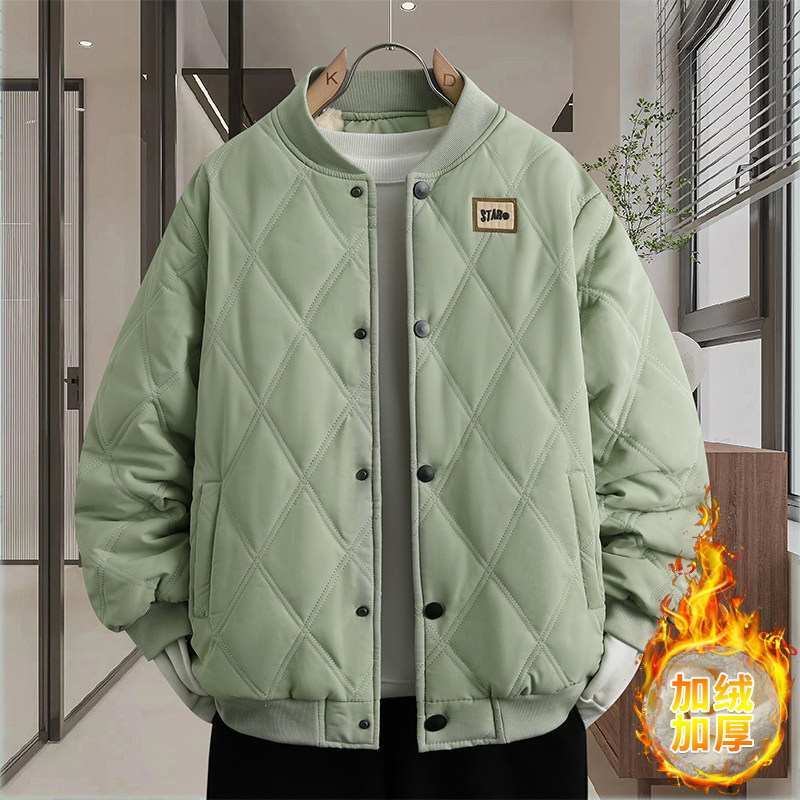 冬季加绒加厚棉衣外套13岁男孩初高中学生14大童15冬装棒球领棉服
