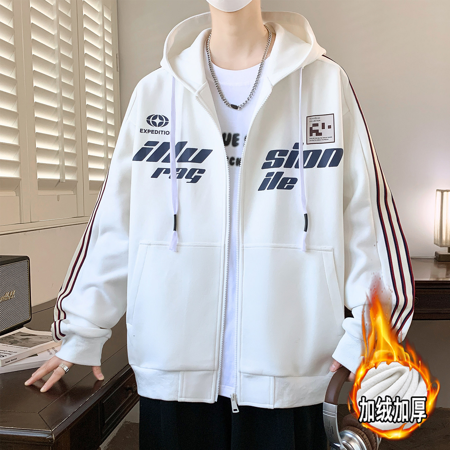 冬季运动棒球服外套13男孩14学生15岁青少年大童加绒加厚卫衣开衫