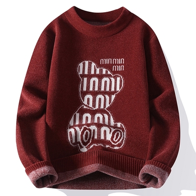 冬季青少年宽松毛衣半高领针织衫