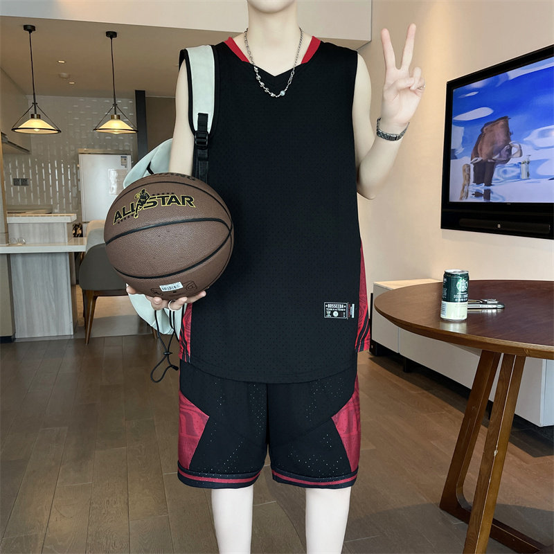 夏季12男孩冰丝薄款背心套装15岁初中学生14青少年16大童速干球服