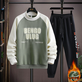 青少年冬季半高领卫衣12岁男孩中学生14加绒加厚15大童纯棉打底衫