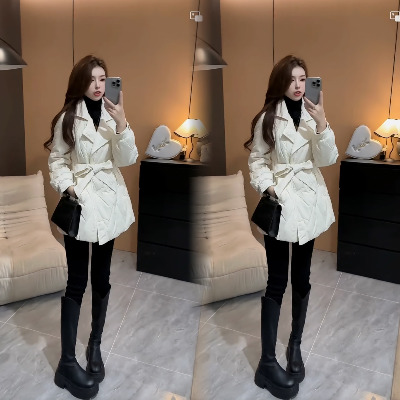 中长款羽绒服女2025冬新款小个子气质腰带收腰显瘦百搭白鸭绒外套