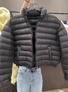 90白鸭绒韩版2025冬季新款羽绒服女短款撞色立领排骨双面拼色外套