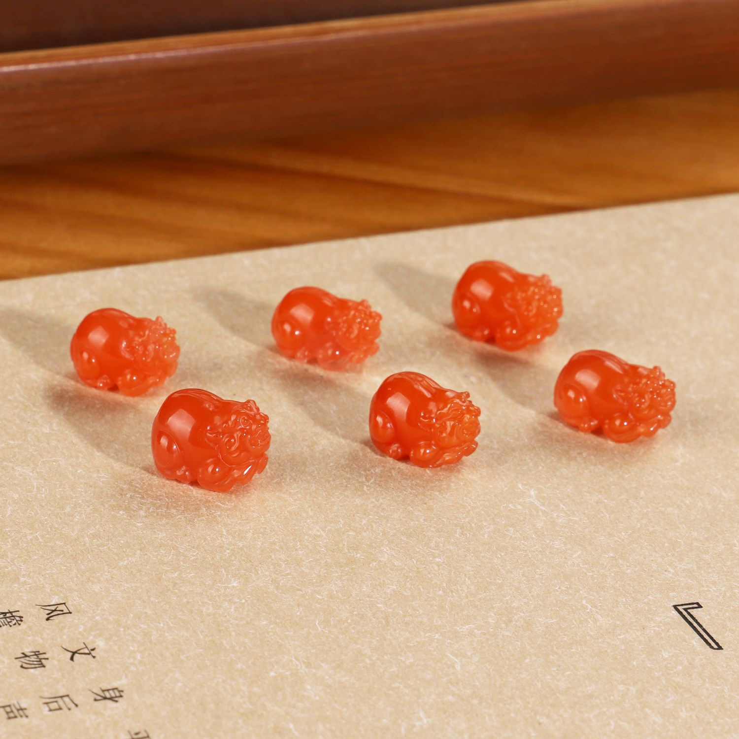 兴兴 原矿南红貔貅小戒面 镶嵌戒指吊坠专用 亮光 长度13-17mm