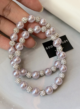 孤雁施家法式玫瑰紫色珍珠锆石手