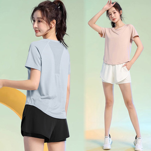 盈动夏季薄款瑜伽套装女式2026新款短袖显瘦速干小个子健身运动服