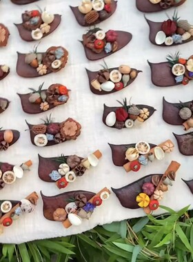 新款 云南大理苍山果实冰箱贴森系磁铁风干刀角豆底座装饰摆件