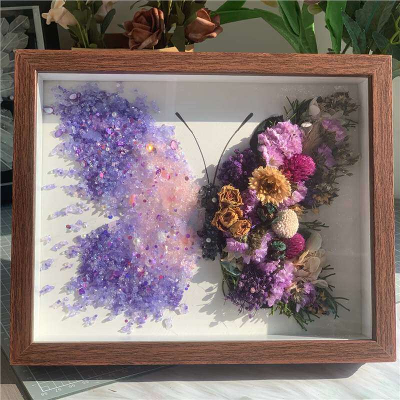 创意永生水晶干花蝴蝶相框摆件diy材料包手工生日礼物三八女神节