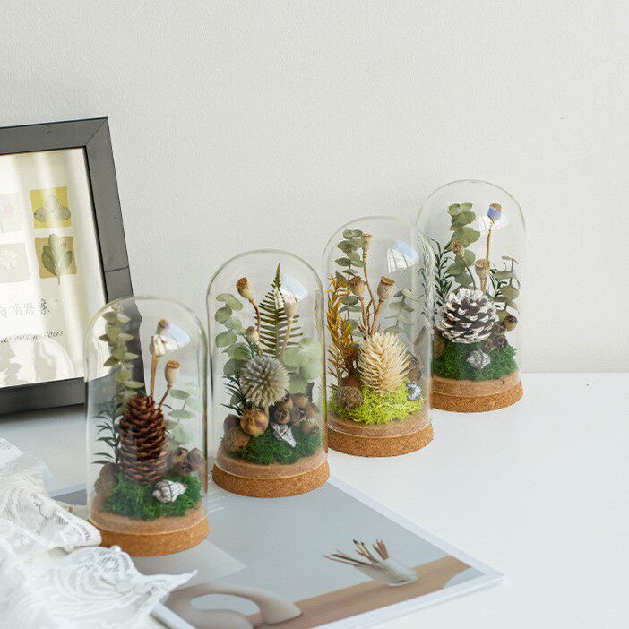 新款教师节手工永生花玻璃罩装饰摆件干花冷扩香团建沙龙创意礼物