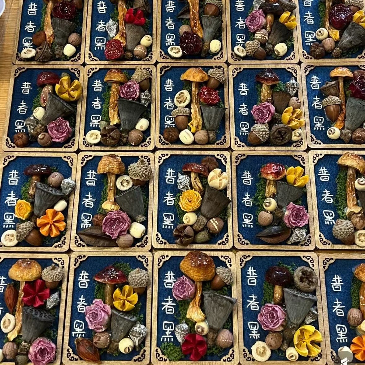 云南大理丽江刺绣果实真菌蘑菇冰箱贴手工创意果实森林礼物