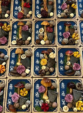 云南大理丽江刺绣果实真菌蘑菇冰箱贴手工创意果实森林礼物