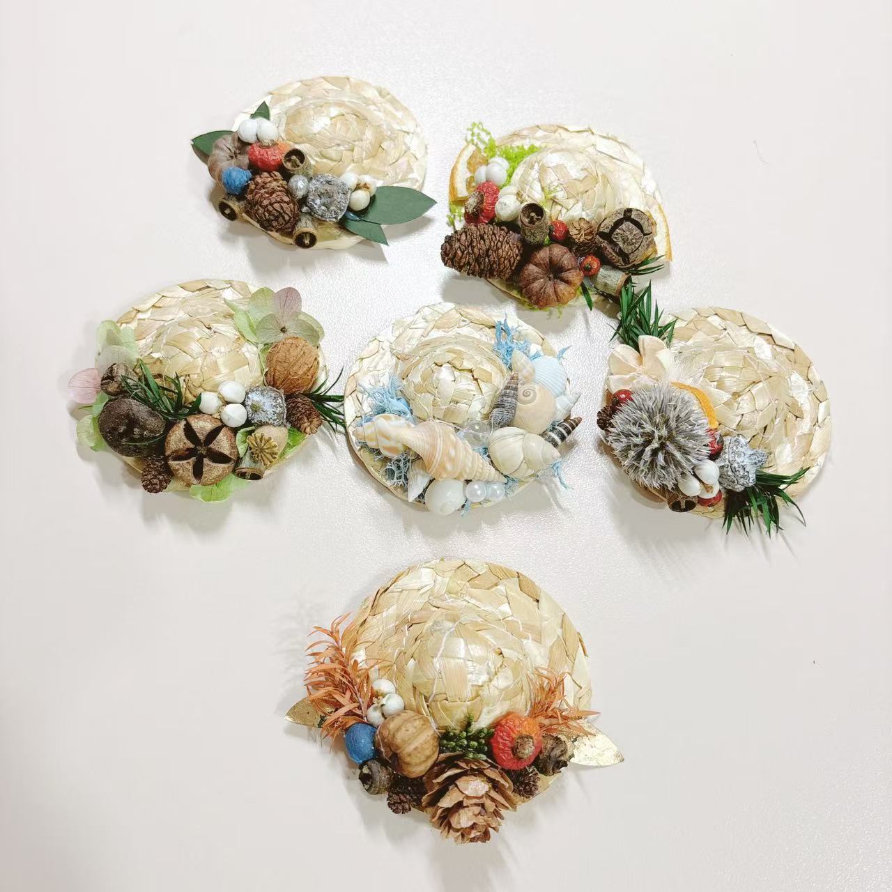 小草帽植物森林果实冰箱贴diy植物标本伴手礼家居墙面装饰品