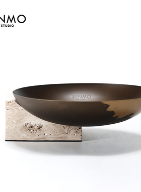 拼接样板间摆件本墨铜大理石轻奢