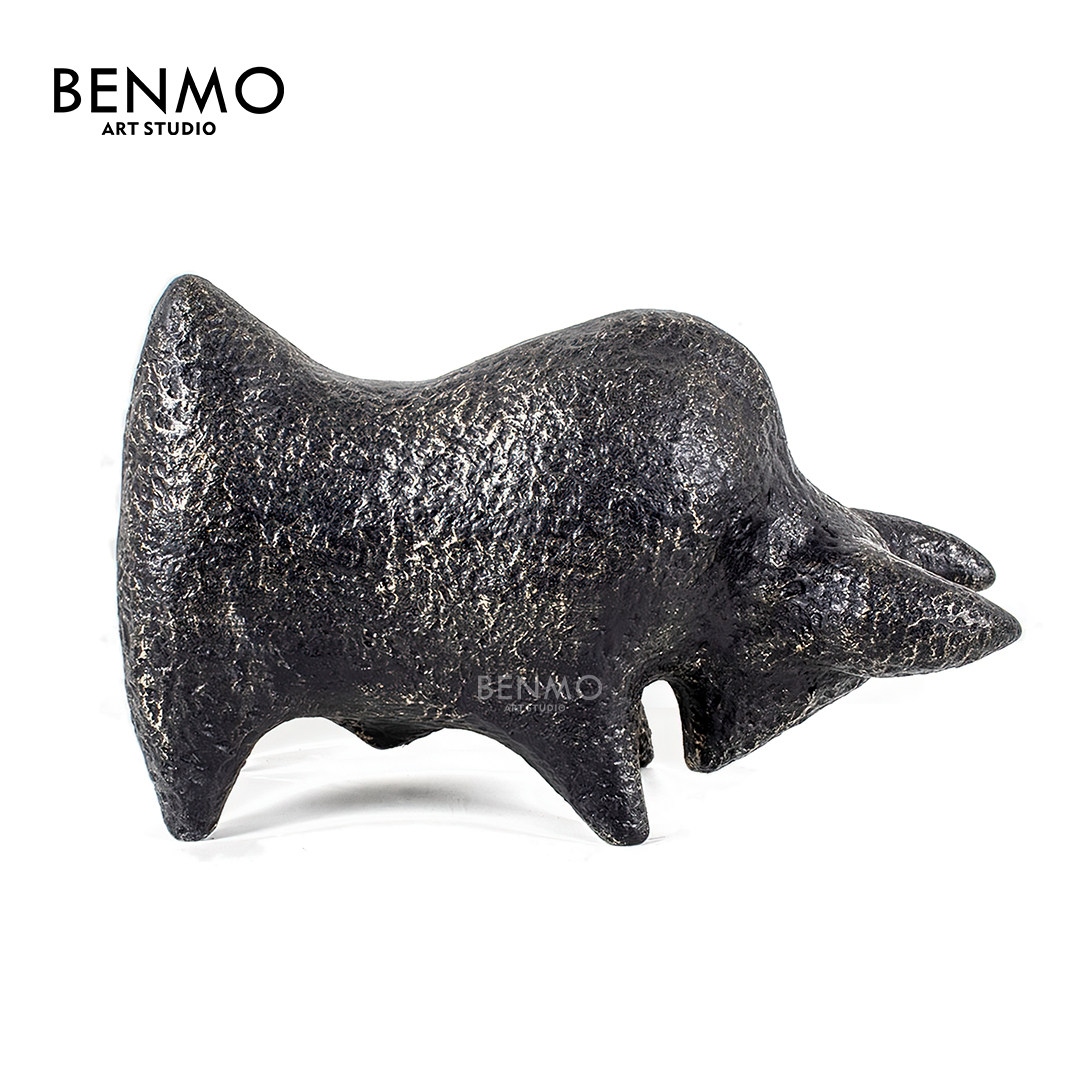 本墨 canton 黑色牛牛摆件白色动物图案简约现代样板间客厅摆件