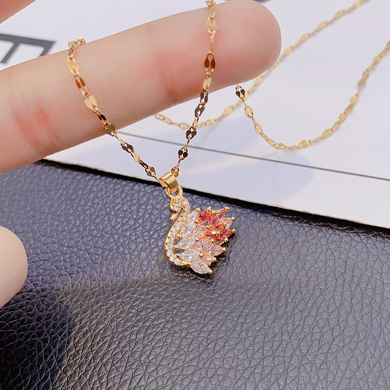 Korean Edition personality Versatile Gradient color swan Titanium Necklace grace 2022 new pattern clavicle Necklace have more cash than can be accounted for Jewelryin the Accessories/Fashion Jewelry, Necklace  category - from Buy2taobao.com to provide professional Taobao agent buy service