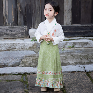 女童马面裙套装夏季儿童半身裙小童改良薄款宝宝国风中式2023新款