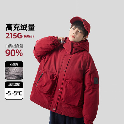 男童红色羽绒服冬季加厚拜年服
