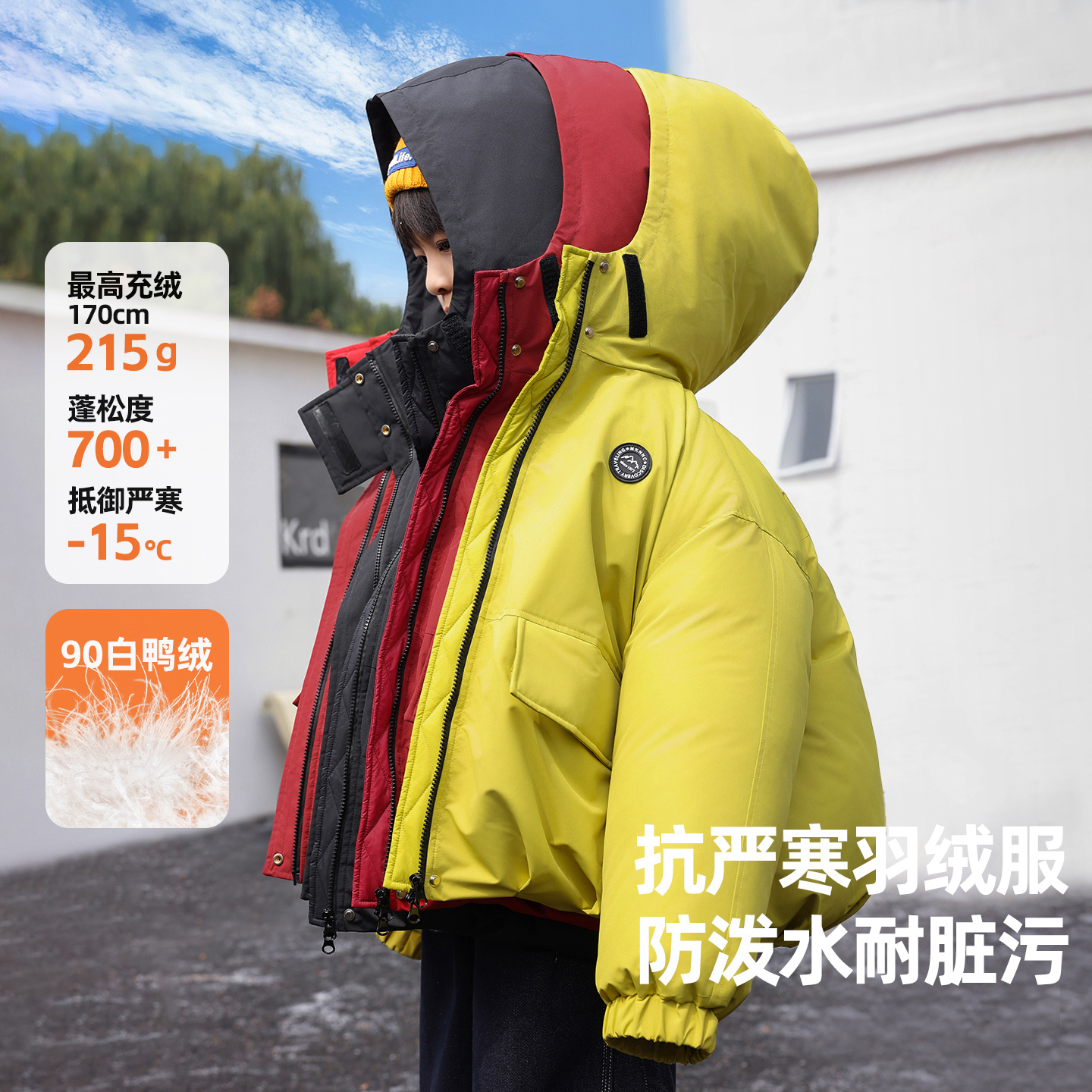 三防白鸭绒极寒保暖羽绒服外套