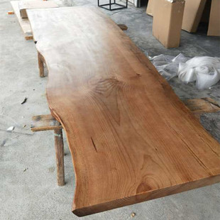 松木原木实木大板茶桌茶台整块自然边餐桌书桌办公桌工作台定制