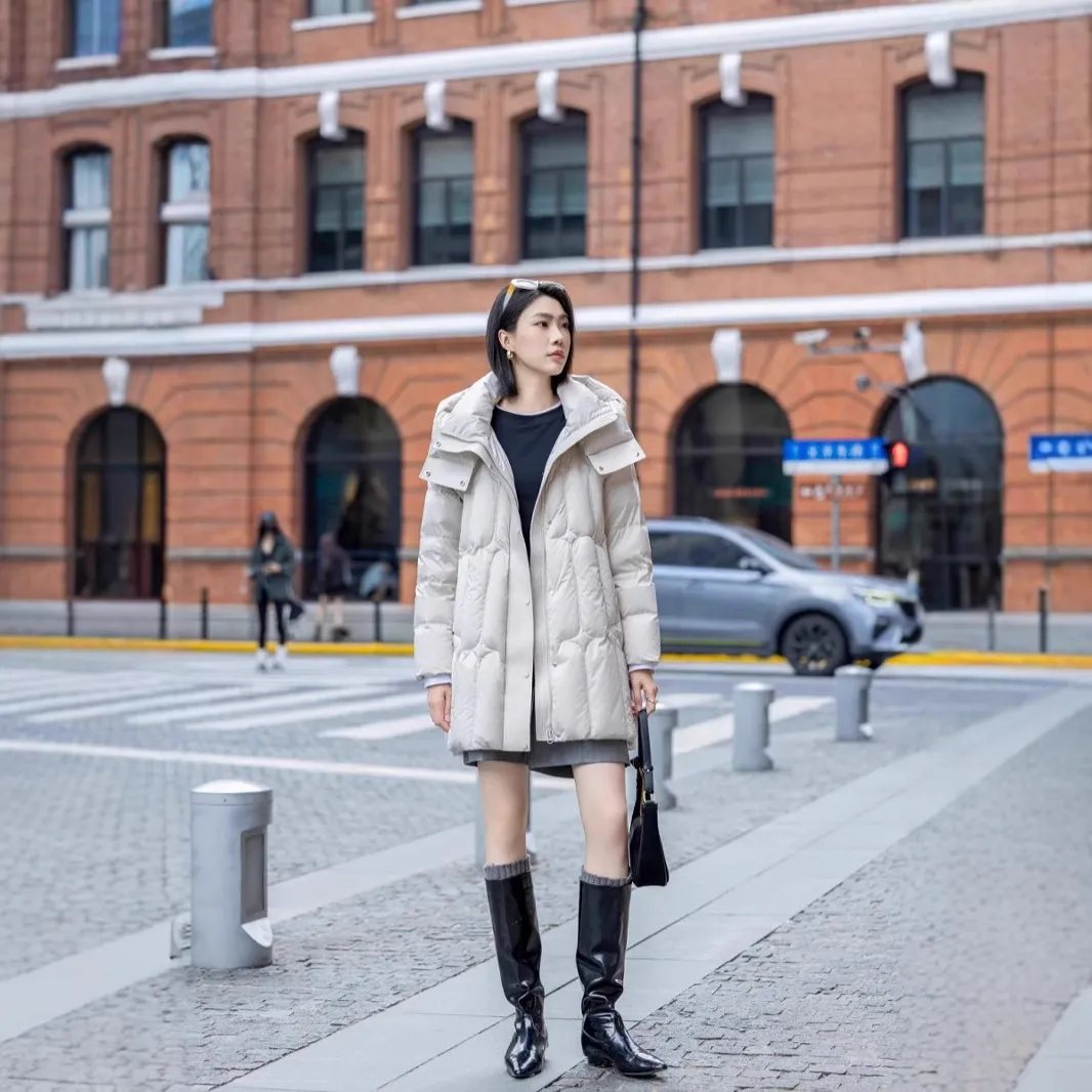 源头工厂冬新款A版羽绒服女90鹅绒服外套中长款 女人味