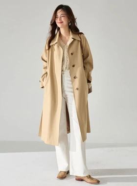 25秋季清爽亲肤透气亚麻人棉老钱经典版型垂顺时髦单品风衣23215