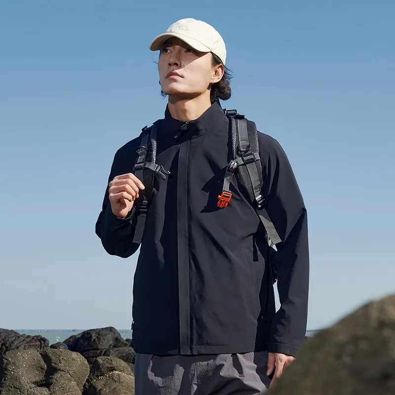 立领商务夹克男女春秋新款冲锋衣户外轻量化防风防泼水工作服外套