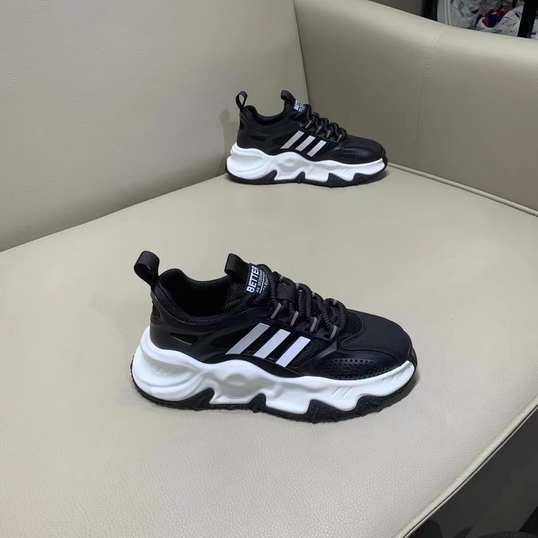 男鞋夏季透气款休闲老爹运动香港潮牌高级感痞帅炸街黑武士三条杠