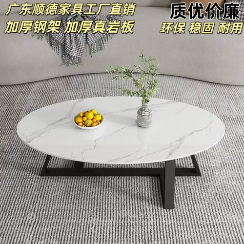椭圆形岩板茶几轻奢新款现代简约小户型客厅家用出租房茶几小茶桌