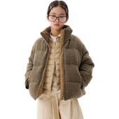 羽绒服安心绒初中高中短款 2025冬款 羽绒服90白鸭绒格子女童短款 女