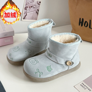冬季新款加厚加绒保暖初高中学生棉鞋防滑外穿短筒靴女雪地靴女鞋